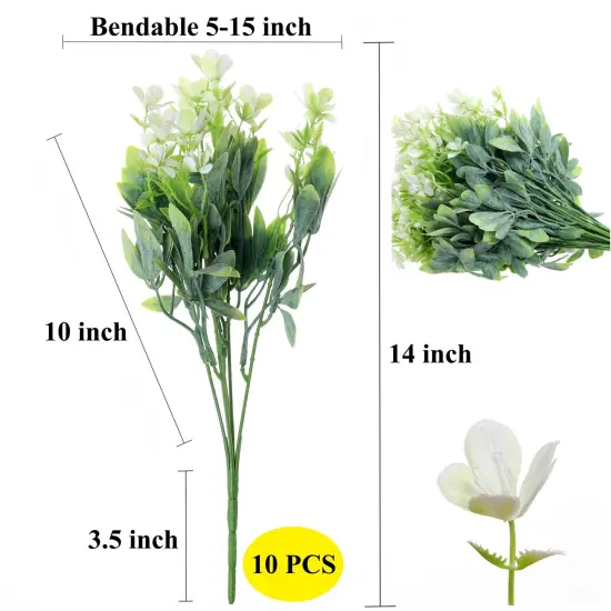 Grand Verde Wildflowers Artificial Flowers Real Touch Bouquets Faux Ranunculus Bulk Greenery, 10pcs White {2}