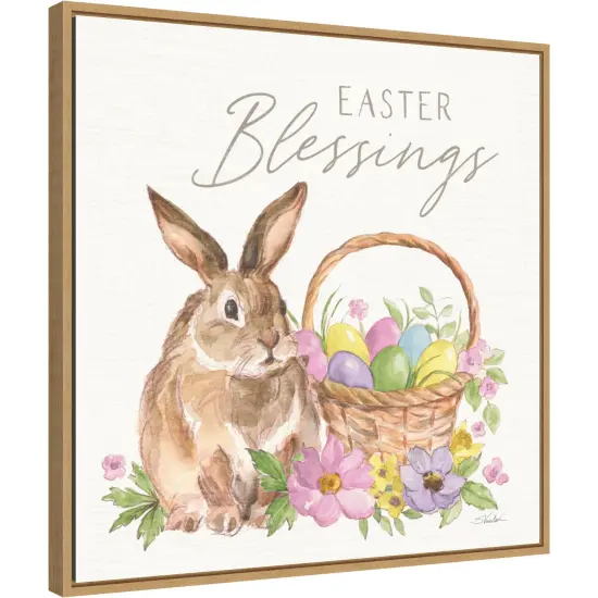 Happy Easter VI Bright by Silvia Vassileva 22-in. W x 22-in. H. Canvas Wall Art Print Framed in Natural {1}