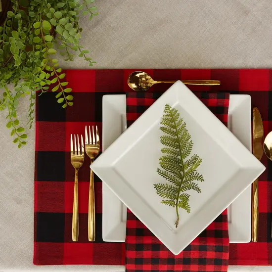 DII Red/Black Reversible Gingham/Buffalo Check Placemat Set {2}