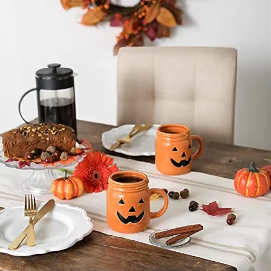 DII Jack O Lantern Jar Ceramic Mug (Set Of 2) {2}