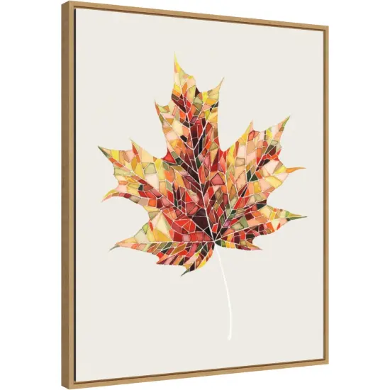 Fall Mosaic Leaf III by Grace Popp 23-in. W x 28-in. H. Canvas Wall Art Print Framed in Natural {1}