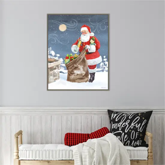 Santas List V by Beth Grove 23-in. W x 28-in. H. Canvas Wall Art Print Framed in Grey {5}