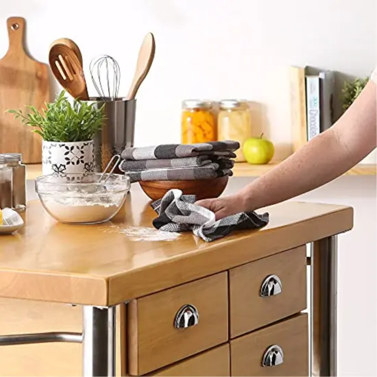 DII Solid Stone Windowpane Terry Dishcloth 6 Piece {5}