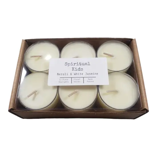 Neroli & White Jasmine Natural Soy Wax Tealights 12 Count Hand Poured with Fragrant/Essential Oils | Floral Tealights | {1}