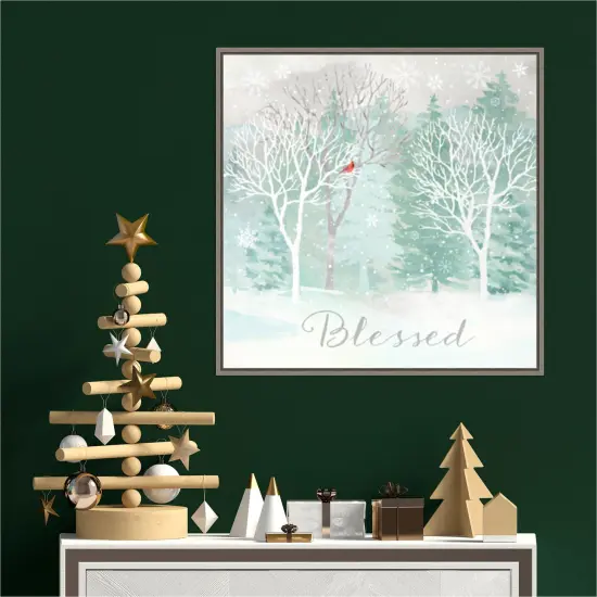 Peace on Earth Silver II by Cynthia Coulter 22-in. W x 22-in. H. Canvas Wall Art Print Framed in Grey {4}