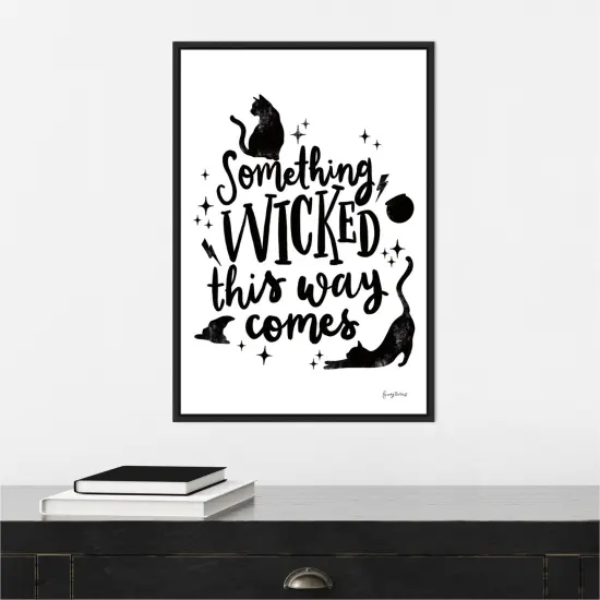 Sophisticated Spooky IV Cat by Becky Thorns 16-in. W x 23-in. H. Canvas Wall Art Print Framed in Black {4}