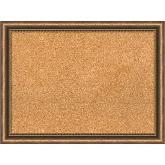 Natural Cork Board (32 in. x 24 in.), Manhattan Bronze Narrow Wood Frame - Bulletin Board, Organization Board, Pin Board {1}