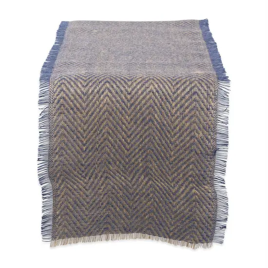 DII French BlueChevron Burlap Table Runner {1}