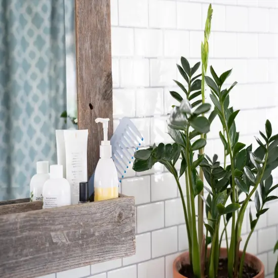 Rustic Farmhouse 16 x 20 Weathered Gray Wood Framed Mirror with Shelf {5}