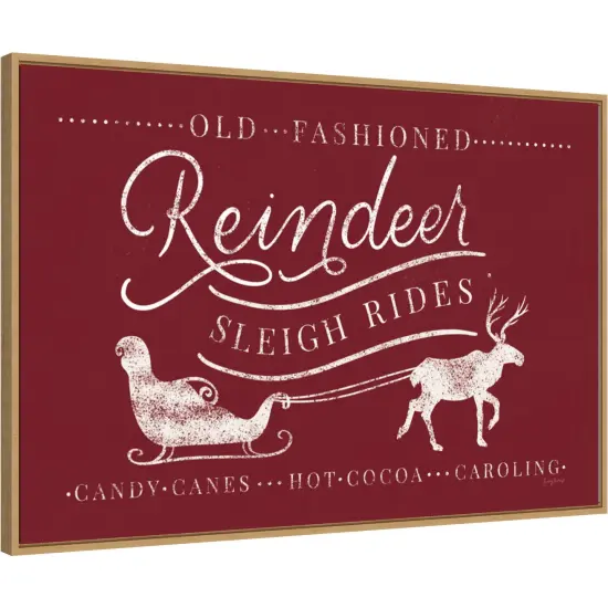 Vintage Christmas VIII by Becky Thorns 33-in. W x 23-in. H. Canvas Wall Art Print Framed in Natural {1}