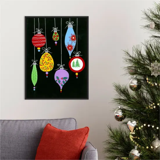 Jazzy Christmas I by Regina Moore 18-in. W x 24-in. H. Canvas Wall Art Print Framed in Black {5}