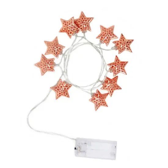 Perfect Holiday 10 LED String Light With Rose Gold Small Metal Star - Warm White {4}