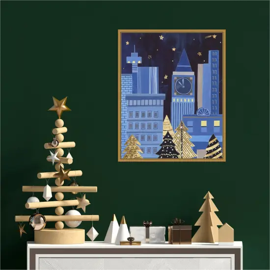 Holiday Night I by Melissa Wang 16-in. W x 20-in. H. Canvas Wall Art Print Framed in Gold {4}