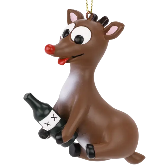 Rowdy Reindeer Funny Liquor Bottle Christmas Ornament {1}
