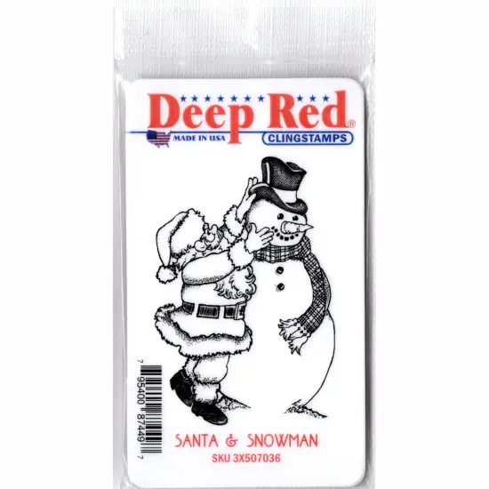 Deep Red Stamps Santa and Snowman Rubber Cling Stamp 2.1 x 3.1 inches {2}