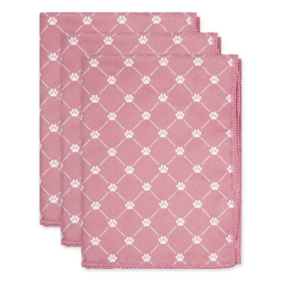 DII Rose Printed Trellis Paw Small Pet Towel (Set of 3) {1}
