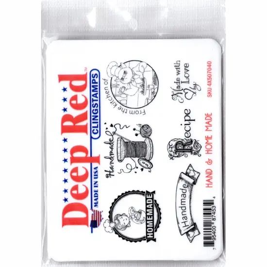 Deep Red Stamps Hand and Home Made Rubber Cling Stamp 4 x 2 inches {2}
