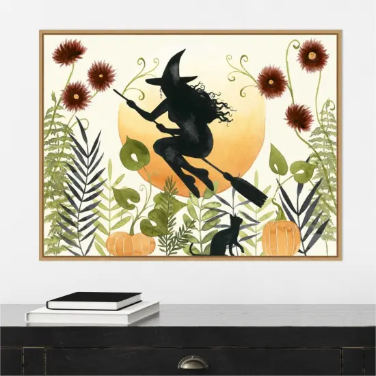 The Witchs Garden I by Grace Popp 30-in. W x 23-in. H. Canvas Wall Art Print Framed in Natural {4}