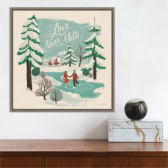 Winter Bliss V Ice Skating by Janelle Penner Canvas Wall Art Print Framed {5}