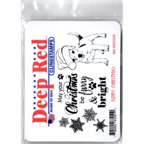 Deep Red Stamps Furry Christmas Rubber Cling Stamp 4.2 x 2.2 inches {2}