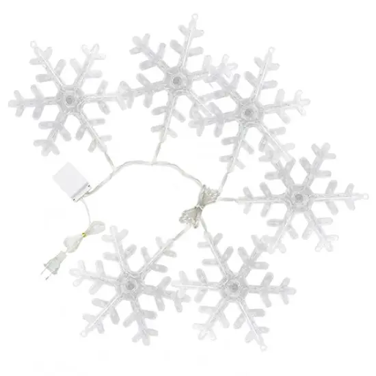 Perfect Holiday Snowflake String Lights 6pcs Plug in 8 Function - White {3}