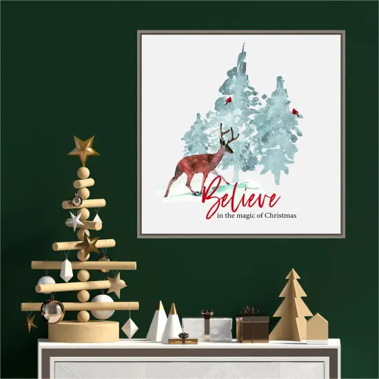 Believe in Christmas by Amanti Art Portfolio 22-in. W x 22-in. H. Canvas Wall Art Print Framed in Grey {4}