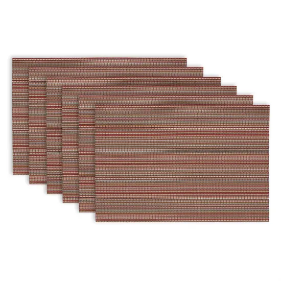 PLACEMAT TANGO RED MICRO STRIPE Set of 6 {1}