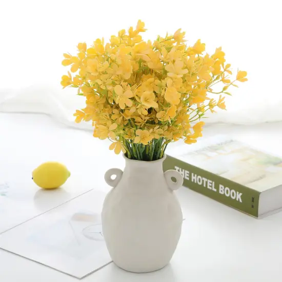 Grand Verde Myosotis Artificial Flowers Real Touch Plastic Faux Bouquets Fake Floral Greenery Stems - 10pcs Bulk Yellow {4}