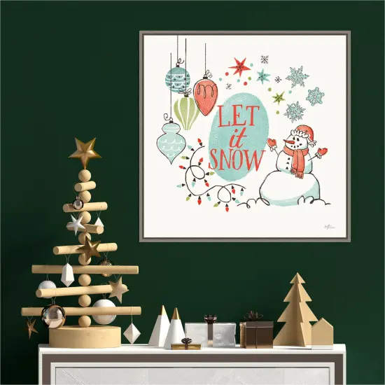 Retro Christmas V by Janelle Penner 22-in. W x 22-in. H. Canvas Wall Art Print Framed in Grey {4}