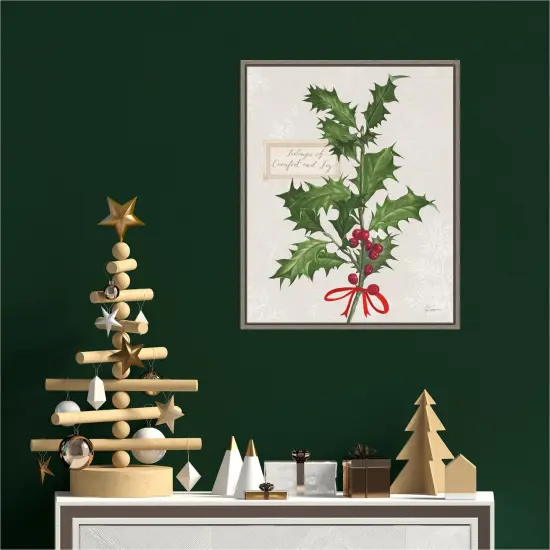 Joyful Tidings VI by Sue Schlabach 16-in. W x 20-in. H. Canvas Wall Art Print Framed in Grey {4}