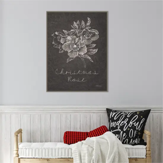Black and White Chalkboard Christmas III by Beth Grove 23-in. W x 30-in. H. Canvas Wall Art Print Framed in Grey {5}