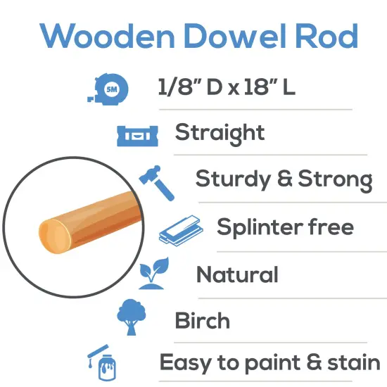 Wooden Dowel Rods 1/8 inch Thick, Multiple Lengths Available, Unfinished Sticks Crafts & DIY | Woodpeckers {4}