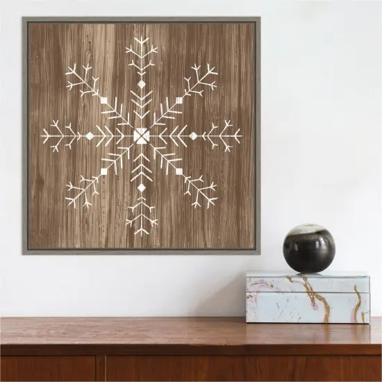 Barnwood Wonderland I Snowflake by June Erica Vess Canvas Wall Art Print Framed {4}