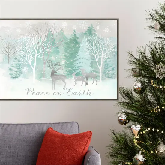 Peace on Earth Silver landscape by Cynthia Coulter 33-in. W x 23-in. H. Canvas Wall Art Print Framed in Grey {4}
