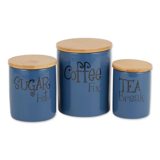 DII Blue Coffee/Sugar/Tea Ceramic Canister (Set of 3) {1}