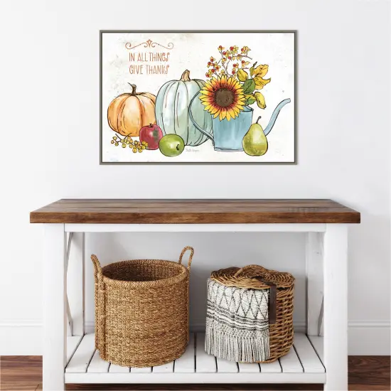 October Garden XIII by Beth Grove 33-in. W x 23-in. H. Canvas Wall Art Print Framed in Grey {4}