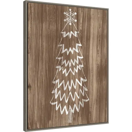 Barnwood Wonderland VIII Tree by June Erica Vess 23-in. W x 30-in. H. Canvas Wall Art Print Framed in Grey {1}