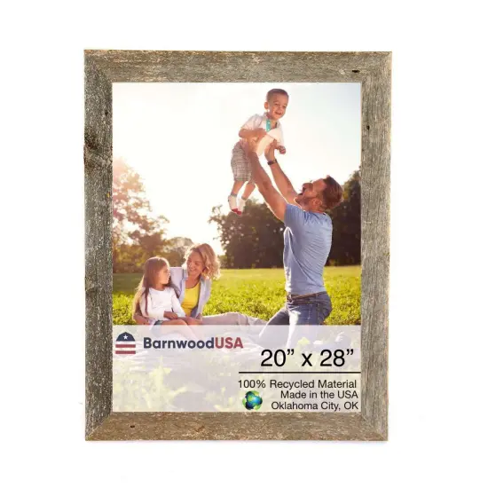 Rustic Farmhouse 20 in. x 28 in. Reclaimed Wood Picture Frame Red {2}