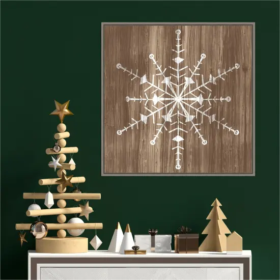 Barnwood Wonderland II Snowflake by June Erica Vess Canvas Wall Art Print Framed {4}