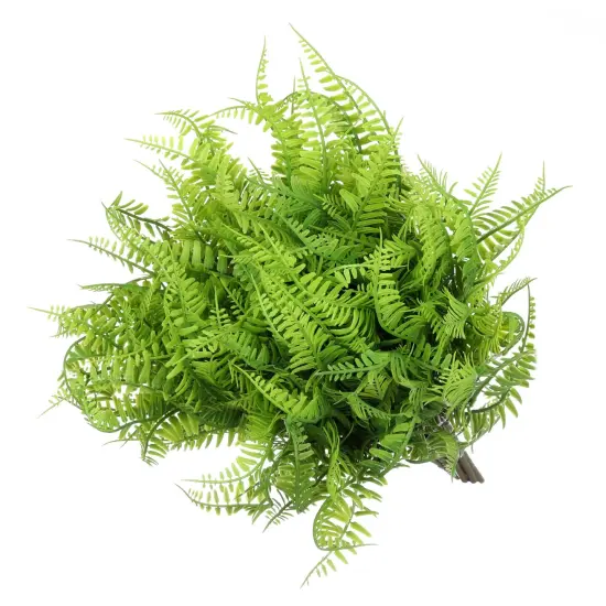 Grand Verde Boston Ferns Artificial Plants Faux Bush Real Touch Plastic Shrub Greenery Leaves - Indoor Outdoor Decor, Bulk 10pcs Light Green {10}