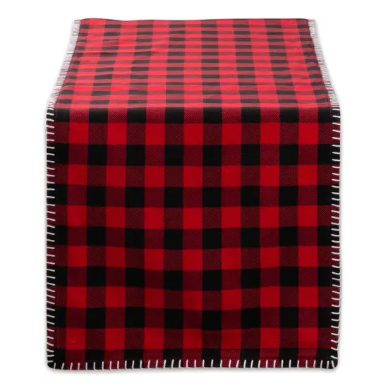 DII Christmas Buffalo Check With Embroidery Table Runner {1}