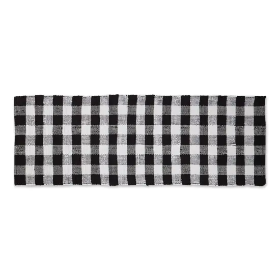 DII Black & White Buffalo Check Rag Rug 2ft 3inx6ft {1}