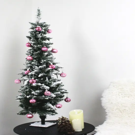 Perfect Holiday Snow Flocked Pencil Tree with Square Metal Base {1}