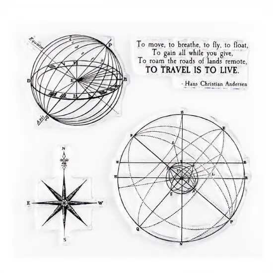 Travel The World Small Clear Stamp Set 4x4 inch by Wintertime Crafts {1}