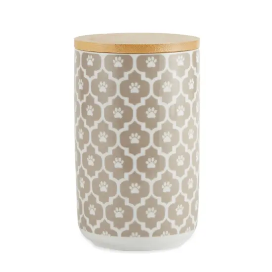 DII Stone Paw Lattice Print Ceramic Treat Canister {1}