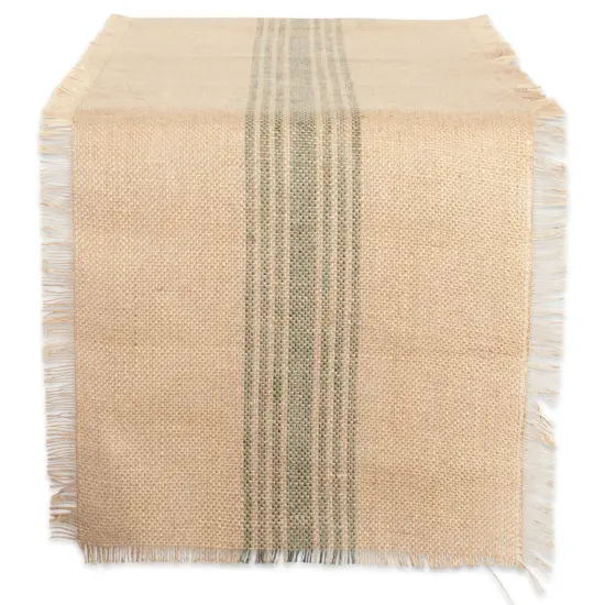 DII Artichoke Middle Stripe Burlap Table Runner 14x108 inches {1}