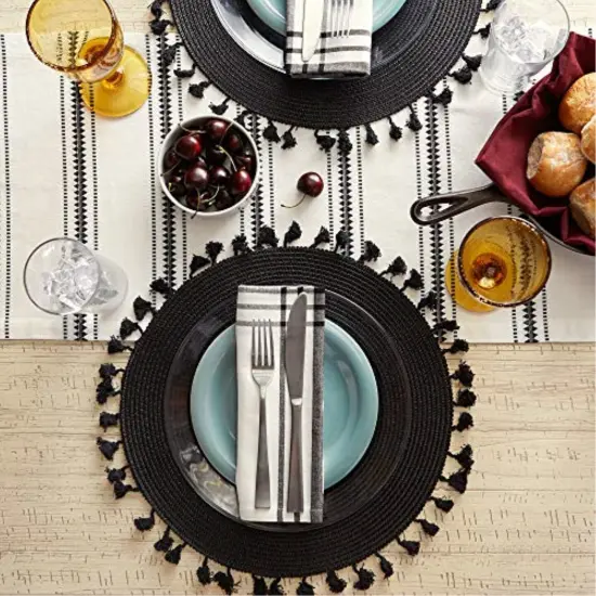 DII Polyester Cube Stripe Brown Square 13x13x13 {3}