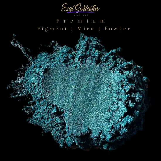 Premium Pigment Powder 50g | Authentic Unique & Bright Pearlescent Metallic and Neon Colors | Especially Formulated for Artwork, Resin, Slime, Plasticine and more by Ezgi Sertcetin Emerald green {1}