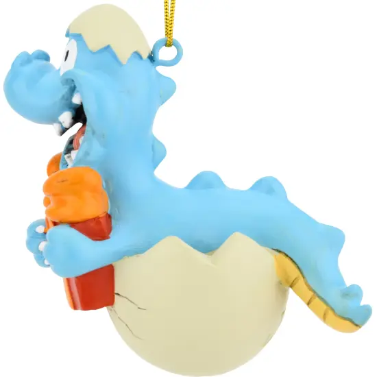 Baby Dinosaur Hatching with Present Christmas Ornament {4}