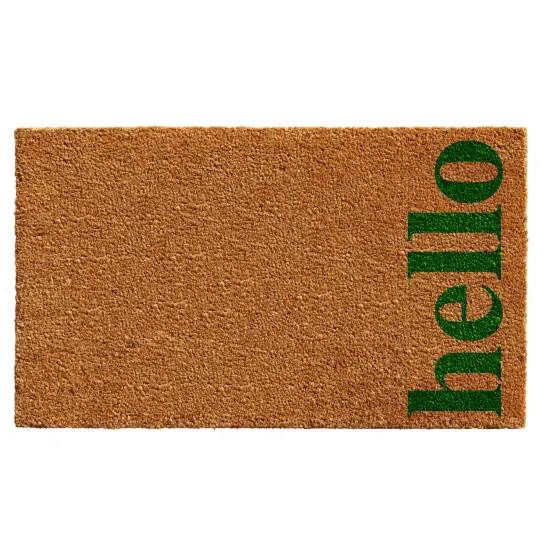 Vetical Hello Doormat Natural/green {1}